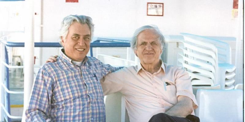 Nikos Petropoulos (r.) with Victor Wallis. Athens, 1999.