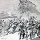 A contemporary sketch of women and children helping take two National Guard cannons to Montmartre A contemporary sketch of women and children helping take two National Guard cannons to Montmartre